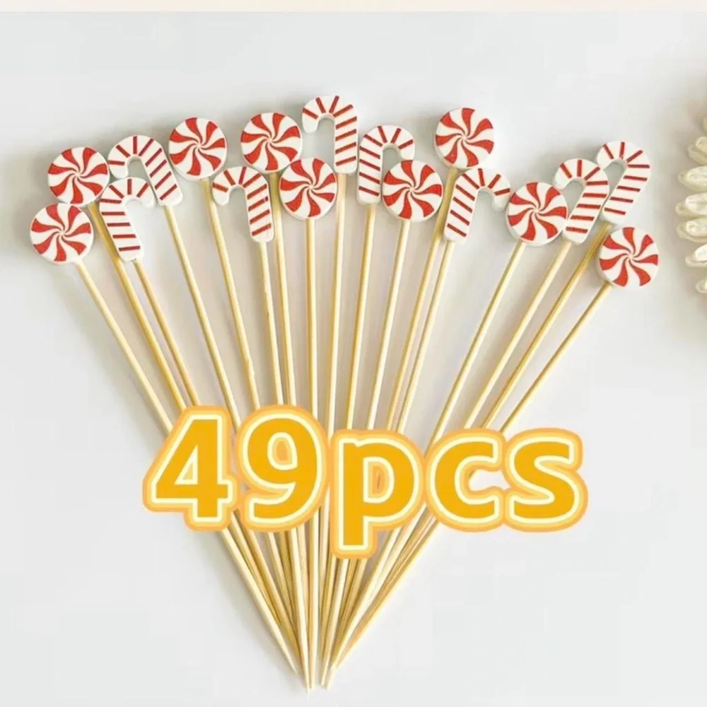 Target Red & White Candy Cane Cupcake Picks - 49 Pack